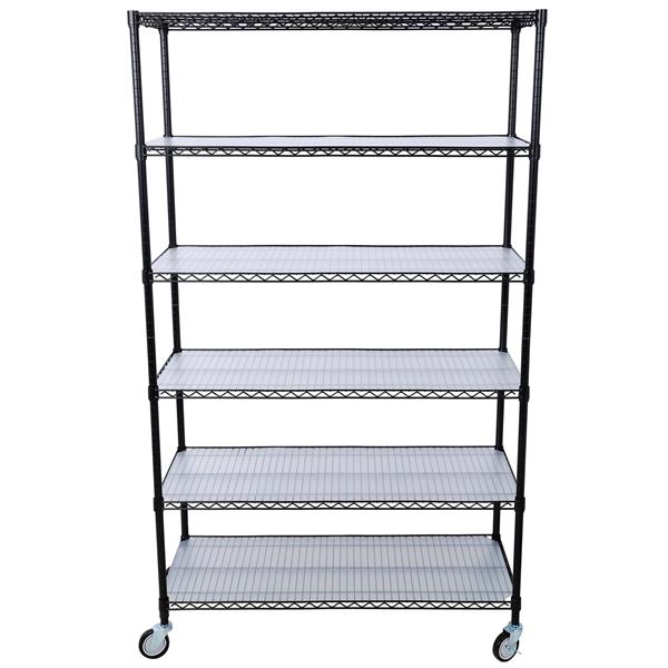 6 Tier 6000lbs Capacity NSF Metal Shelf Wire Shelving Unit, Heavy Duty Adjustable Storage Rack with Wheels & Shelf Liners for Commercial Grade Utility Steel Storage Rack, Black - 84"H x 48"L x 20"D