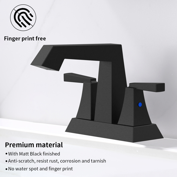 2-Handle Bathroom Sink Faucet ‎Matte Black 4 Inches Centerset 3 Hole with Pop Up Drain & Supply Lines Modern Commercial Bathroom Faucets Lavatory [Unable to ship on weekends, please note that]