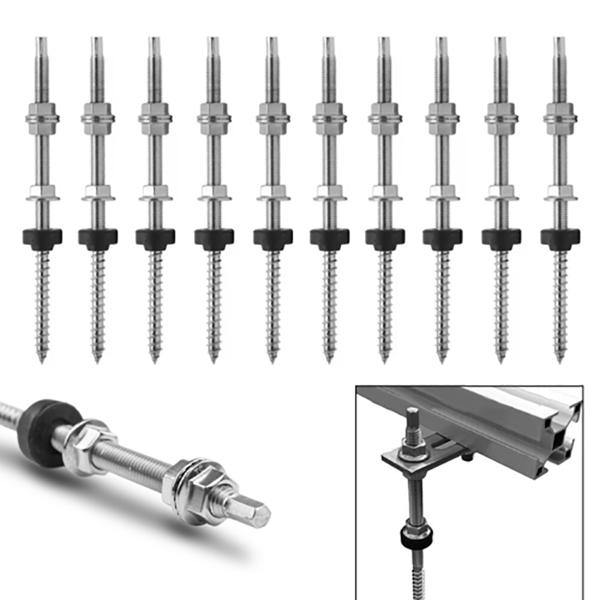Stockschrauben M10 mit EPDM und Sperrzahnmutter + Adapter A2 Solar, Photovoltaik