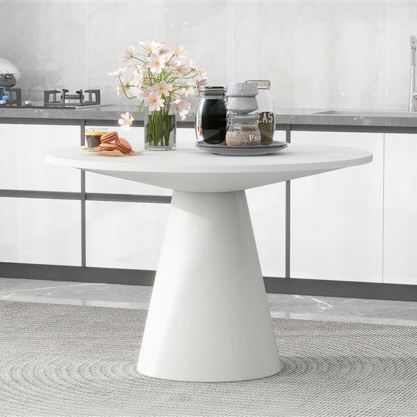 Retro Round Dining Table Minimalist Elegant Table for Living Room, Dining Room (White)