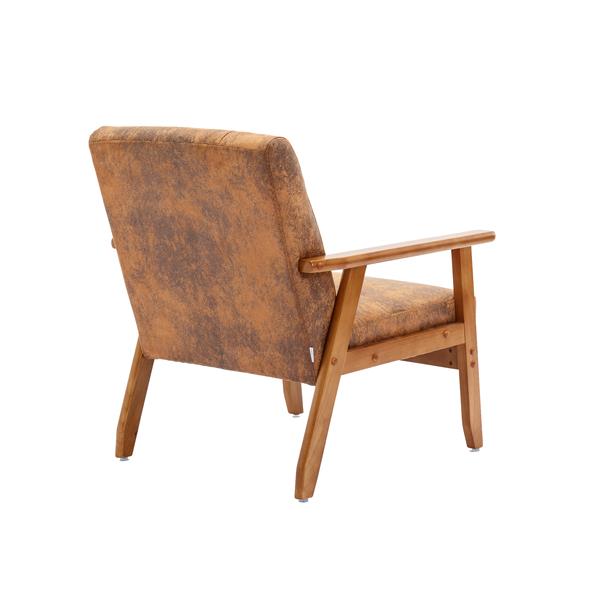 Leisure Chair with Solid Wood Armrest and Feet, Mid-Century Modern Accent chair, for Living Room Bedroom Studio chair