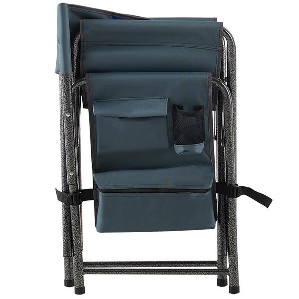 1-piece Padded Folding Outdoor Chair with Storage Pockets,Lightweight Oversized Directors Chair for indoor, Outdoor Camping, Picnics and Fishing,Blue/Grey