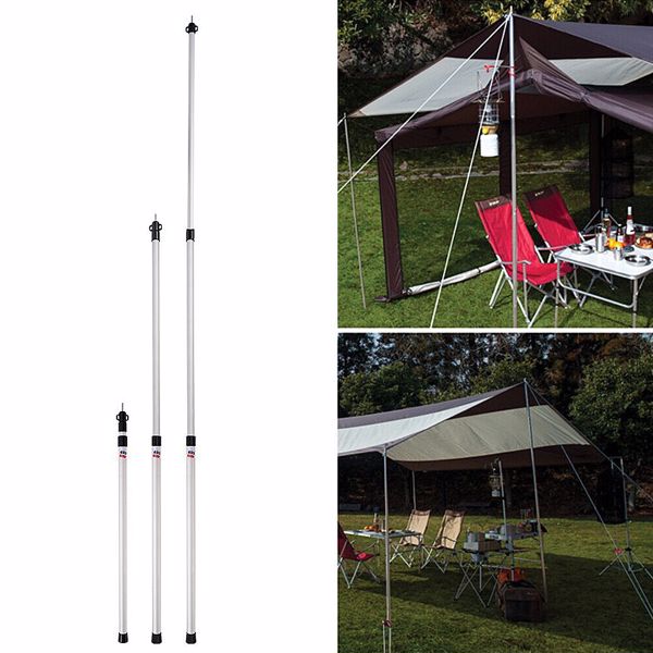 2x230cm Tarp Tent Poles Telescopic Adjustable Aluminum Awning Canopy Support Rod