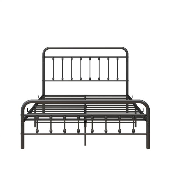 FULL Metal Platform Bed Frame with Headboard, Strong Slat Support, No Box Spring Needed,Easy Assembly BLACK