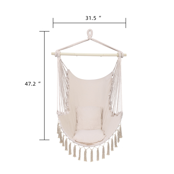 Pillow Tassel Hanging Chair Beige