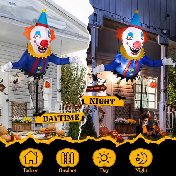 3.3 FT Halloween Inflatable Clown Broke Out from Window Outdoor Decorations, Scary Blow up Decor with Built-in LED Lights for Holiday Party Yard Lawn Garden Decor Indoor Outdoor