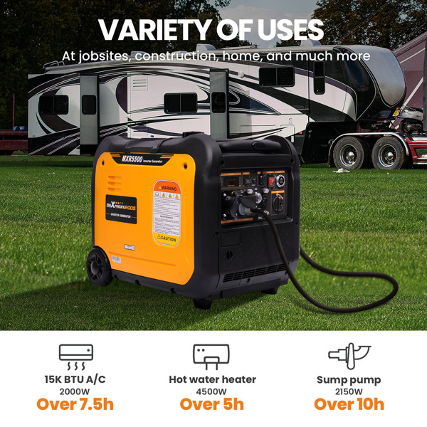 变频发电机5KW 5.5 KVA Petrol Inverter Generator Silent Portable 4 Stroke Electric Start【Amazon/Walmart/TEMU禁售】 -2