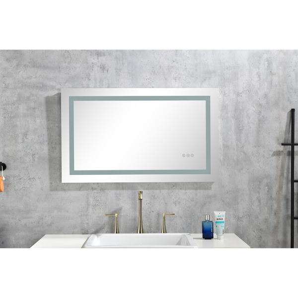 40x20 Inch LED Bathroom Mirror with Frontlit and Backlit, Wall Mounted Vanity Mirror with Smart Touch Button, Anti-Fog, Memory Function, 3 Colors, Stepless Dimmable Makeup Mirror(Horizontal/Vertical)