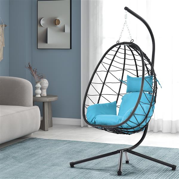 Egg Chair with Stand Indoor Outdoor Swing Chair Patio Wicker Hanging Egg Chair Hanging Basket Chair Hammock Chair with Stand for Bedroom Living Room Balcony