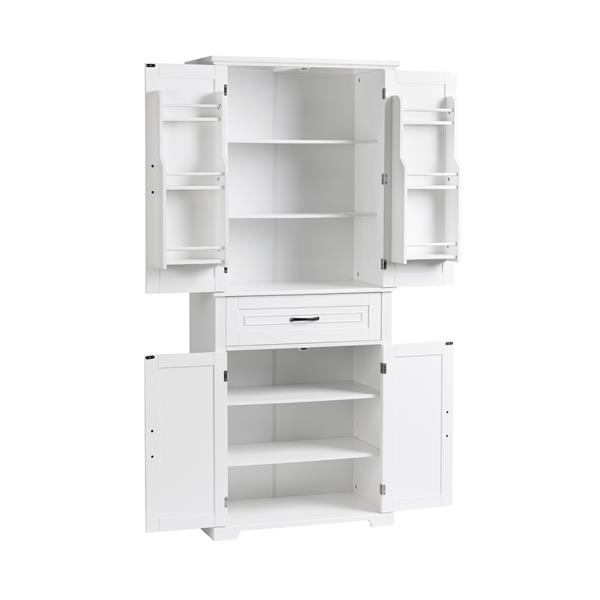 Bathroom Storage Cabinet with Doors and Drawer, Multiple Storage Space, Adjustable Shelf, White