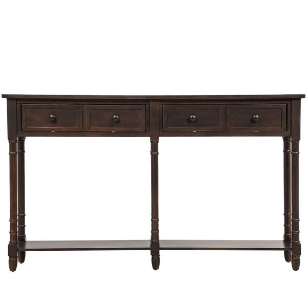 Console Table Sofa Table Easy Assembly with Two Storage Drawers and Bottom Shelf for Living Room, Entryway (Espresso)