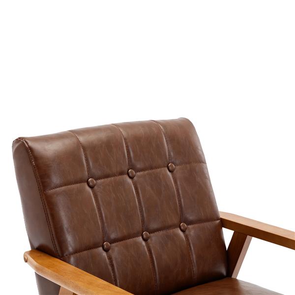 Leisure Chair with Solid Wood Armrest and Feet, Mid-Century Modern Accent chair, for Living Room Bedroom Studio chair