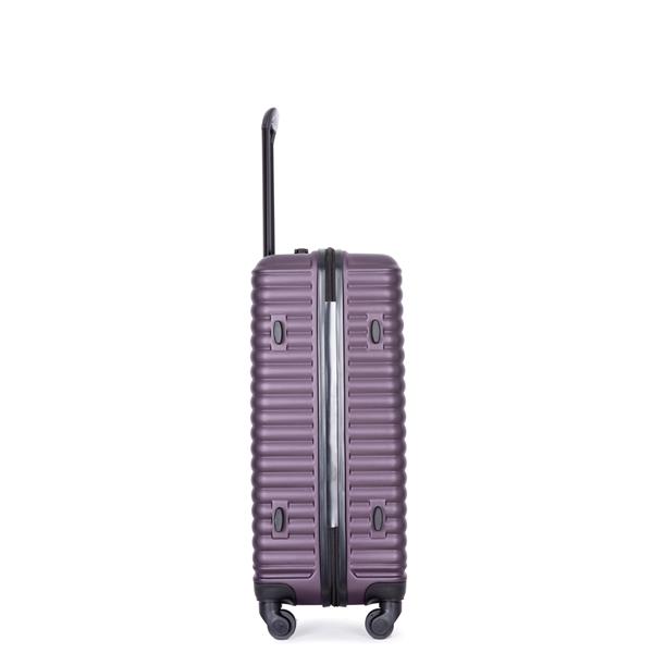 3 Piece Luggage Sets ABS Lightweight Suitcase with Two Hooks, Spinner Wheels, TSA Lock, (20/24/28) PURPLE