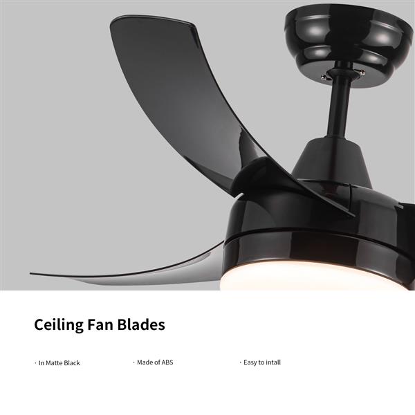 Matte Black Ceiling Fan with Integrated LED Light