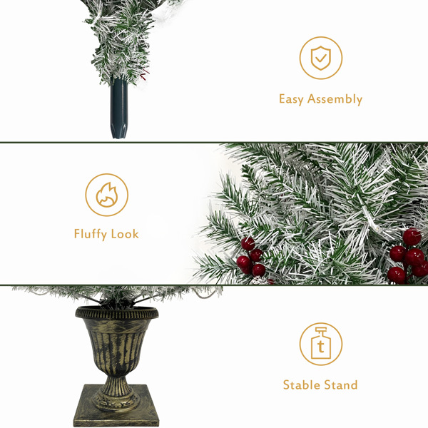 Pre-lit Xmas Tree Artificial Christmas 4-Piece Set,Garland, Wreath and Set of 2 Entrance Trees X-mas