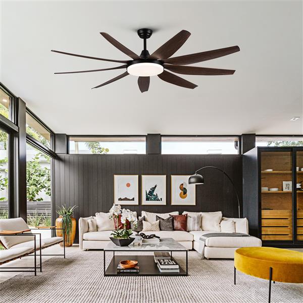 71" Integrated LED Lighting Ceiling Fan with 9 Solid Wood Blade