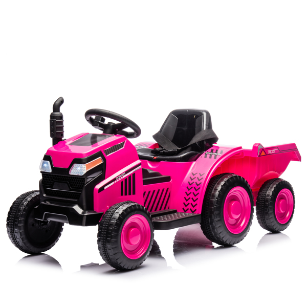 12V Kids Ride On Electric Tractor Black Knight,Kids Ride On Toy.2WD,Non-skid tires, steering wheel, foot pedal,With Removable storage tug,Light,Bluetooth,Music,MP3,USB,Power Display For Kids Aged 3+.