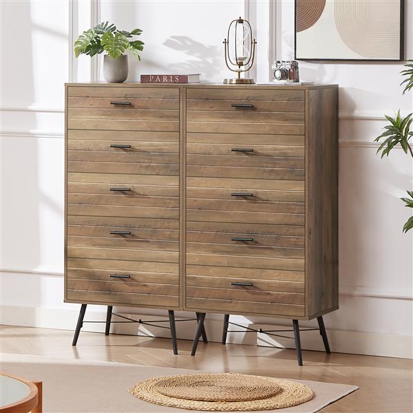 5-Drawer Chest - Spacious and Stylish Chest of Drawers,  Dresser for Bedroom, Closet, Hallway, 23.6"W x 15.7"D x 48"H, Rustic Walnut