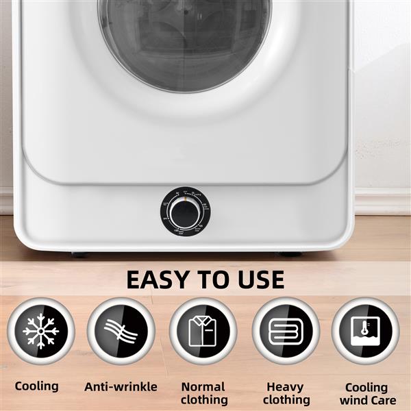 1.95 Cu.ft Front Load Clothes Dryer, Portable Compact Dryer 830W,  5 Drying Modes, Stainless Steel Drum, with Overheat Protection, Dust Removal, Deodorization and Lint Removal Functions, White