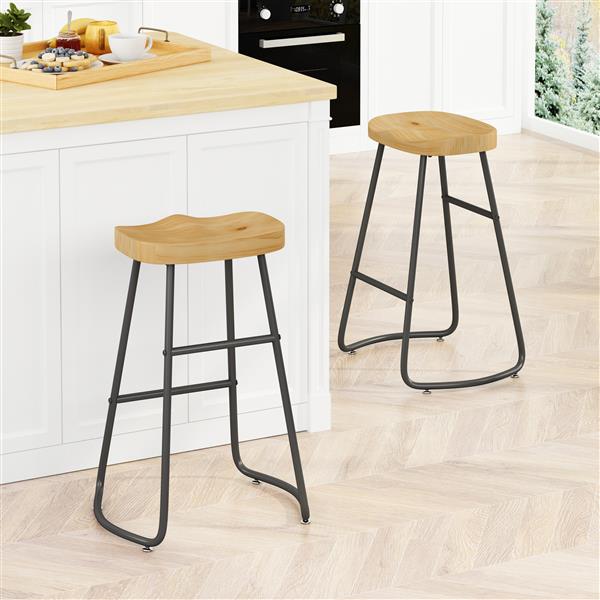 Multi-Functional Kitchen Island Cart with Stylish and Minimalist Bar Stools, Combination Set, Convenient and Practical (White Kitchen Island + Wood Color Bar Stools)