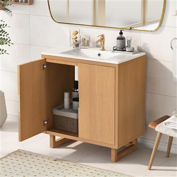 30\\" Bathroom vanity Set with Sink, Combo Cabinet, Bathroom Storage Cabinet, Solid Wood Frame