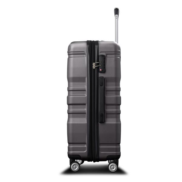 Luggage Sets New Model Expandable ABS Hardshell 3pcs Clearance Luggage Hardside Lightweight Durable Suitcase sets Spinner Wheels Suitcase with TSA Lock 20''24''28''(dark gray)