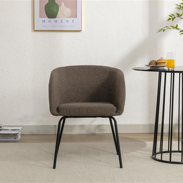 039-Set of 1 Fabric Dining Chair With Black Metal Legs,Dark Brown