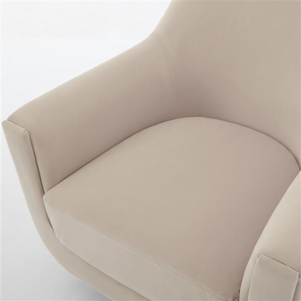 U-shaped Fully Assembled Swivel Chair Velvet Chair Armchair Round Barrel Chair for Living Room Bedroom,Beige