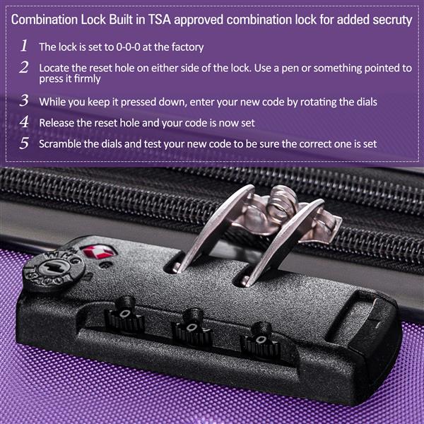 3 Piece Luggage Set Hardside Spinner Suitcase with TSA Lock 20" 24" 28" Available