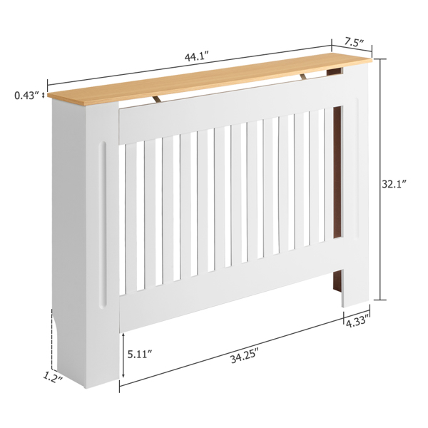 Cache-radiateur Conception traditionnelle simple ventilée Motif à rayures verticales en panneau MDF E1, Blanc, M