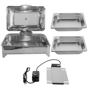 Electric Chafing Dish 9L/9.5QT 400W 110V Food Warmer Buffet Electric Chafing Dish with Glass Lid for Catering