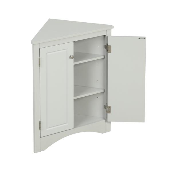 Grey Triangle Bathroom Storage Cabinet with Adjustable Shelves, Freestanding Floor Cabinet for Home Kitchen