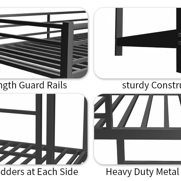 Metal Twin over Full Bunk Bed/ Heavy-duty Sturdy Metal/ Noise Reduced/ Safety Guardrail/No Box Spring Needed,Black