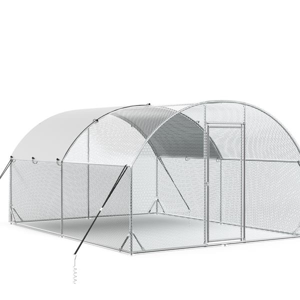 Large Metal Chicken Coop Upgrade Tri-Supporting Wire Mesh Chicken Run,Chicken Pen with Water-Resident & Anti-UV Cover,Duck Rabbit House Outdoor (10'W x 13'L x 6.5'H)