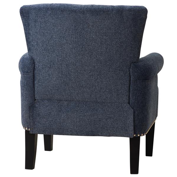 Tufted Polyester Armchair ,Navy Blue