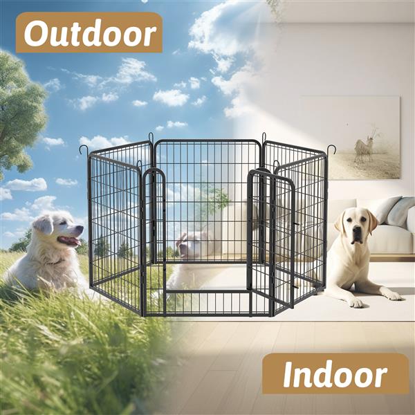 6 Panels Heavy Duty Metal Playpen with door,31.7"H Dog Fence Pet Exercise Pen for Outdoor, Indoor