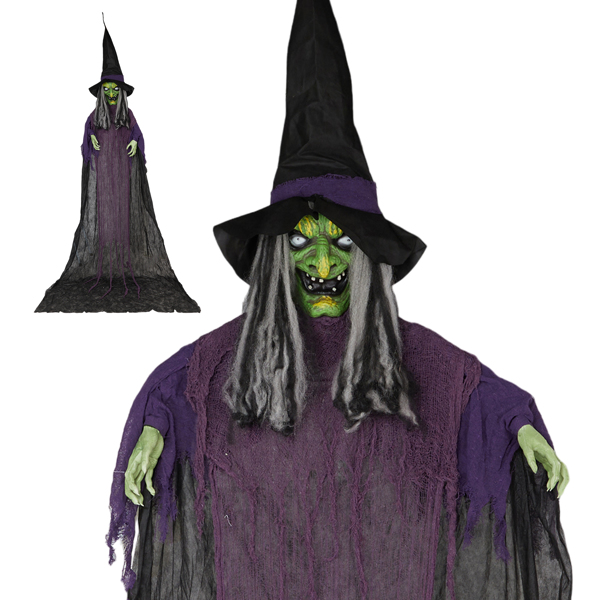  11.8ft Life Size Hanging Witch Talking Halloween Hanging Decoration