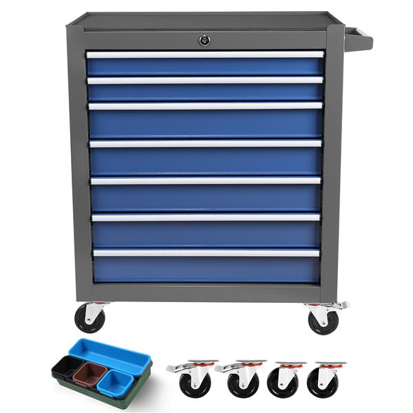 Rolling Tool Chest with 7-Drawer Tool Box with Wheels Multifunctional Tool Cart Mechanic Tool Storage Cabinet for Garage, Warehouse, Workshop, Repair Shop