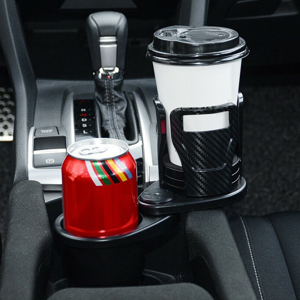 Dual Cup Holder Expander for Car, 2 in 1 Multifunctional Car Cup Holder Extender with Adjustable Base All Purpose for 360° rotatable base of the upper cup holder with Most Cars