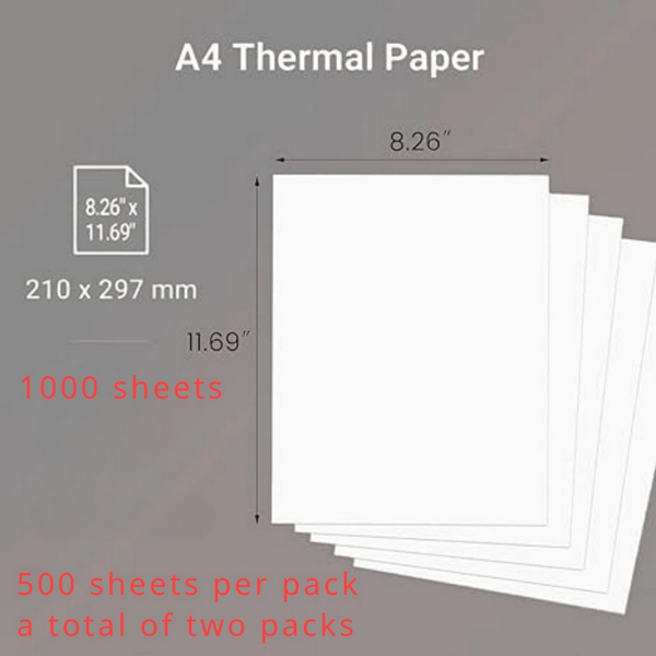 1000 sheets of photocopy paper A4 white paper A4 printer paper Computer paper Business and office use, Size: 210 x 297 mm (8.27 "x 11.69" Inches), 80gsm，500 sheets per pack, a total of two packs