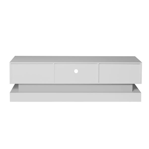 51.18inch  WHITE morden TV Stand with LED Lights,high glossy front TV Cabinet,can be assembled in Lounge Room, Living Room or Bedroom,color:WHITE