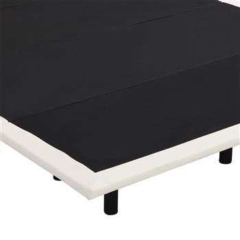 Full Size Upholstery LED Floating Bed with PU Leather Headboard and Support Legs,Beige