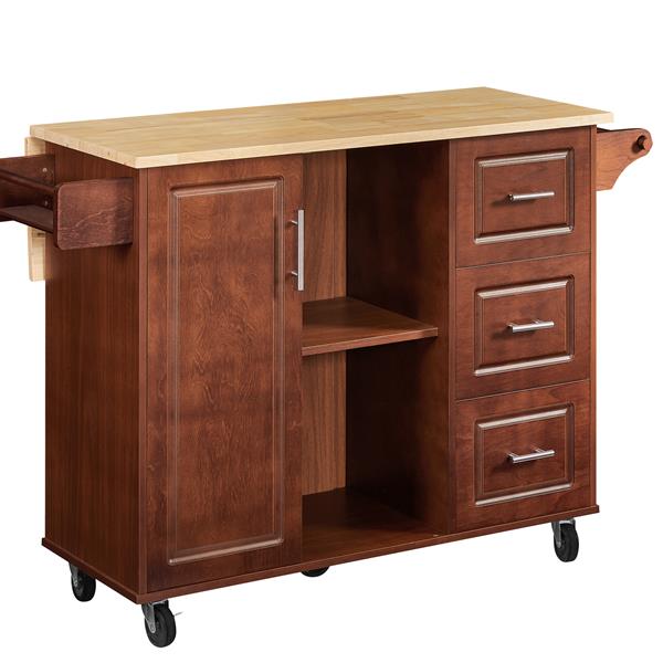 Mobile Kitchen Island Cart With 3 drawers