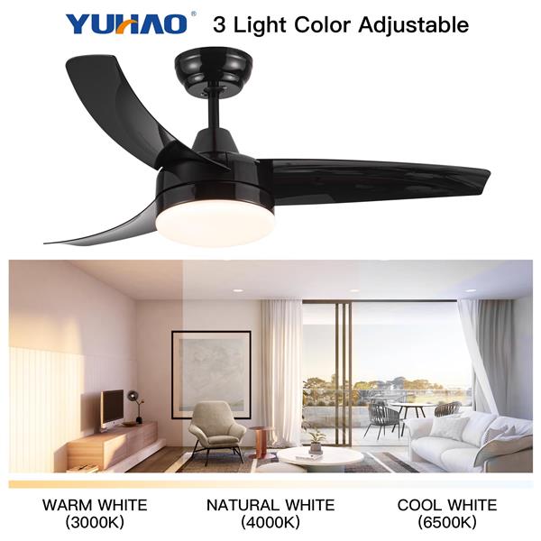 Matte Black Ceiling Fan with Integrated LED Light