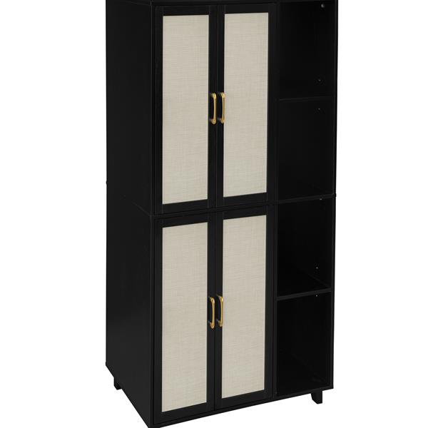 4 Door Cabinet with 4 Shelves with 4 Adjustable Inner Shelves, Storage Cabinet