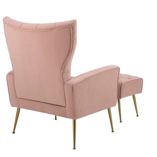 Modern Accent Chair with Ottoman,  Comfy  Armchair for Living Room, Bedroom, Apartment, Office (Pink)