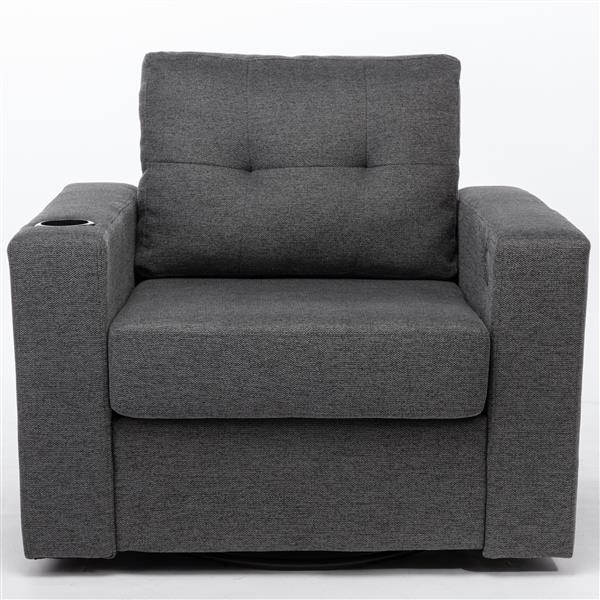 Modern Swivel Accent Sofa Chair, Ernomic Casual 90 Degree Swivel Single Sofa Seat with Drink Holder Living Room Chair ,Soft Egyptian Velvet Sofa Chair (Grey)