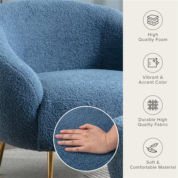 Modern Comfy Leisure Accent Chair, Teddy Short Plush Particle Velvet Armchair with Ottoman for Living Room