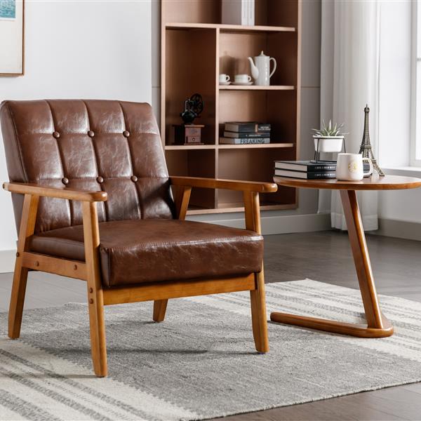 Leisure Chair with Solid Wood Armrest and Feet, Mid-Century Modern Accent chair, for Living Room Bedroom Studio chair