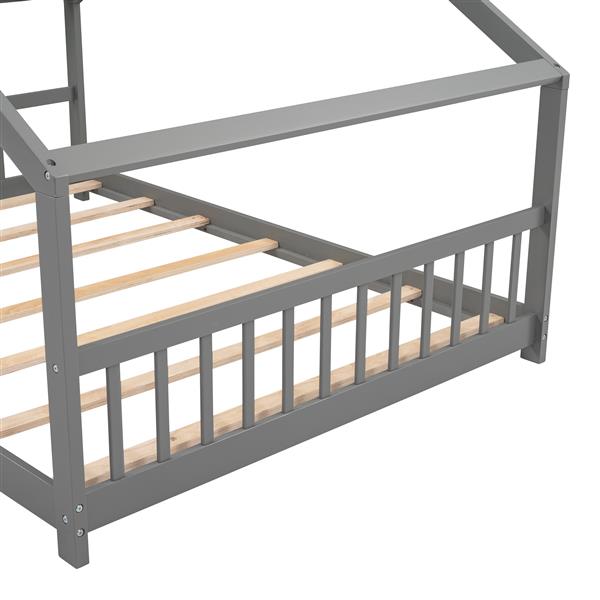 Full Size House Bed Wood Bed, Gray